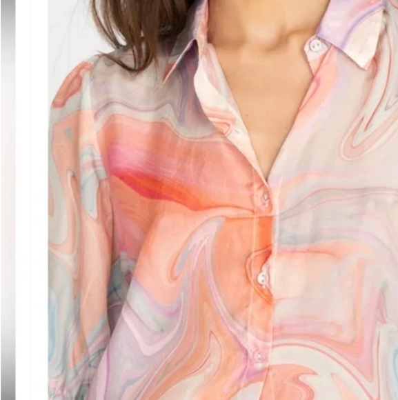 Johnny Was Silk Blouse Gorgeous Swirl Print  Laguna Vesper - Picture 4 of 9